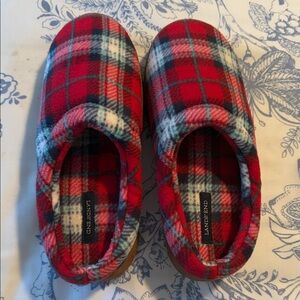 Lands' End Lady’s Red and Green Plaid Slippers